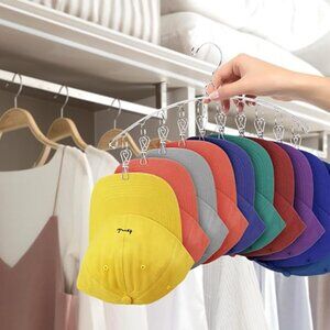 Metal Hat Organizer Racks with 10 Clips Stainless Steel Hat Rack Holder